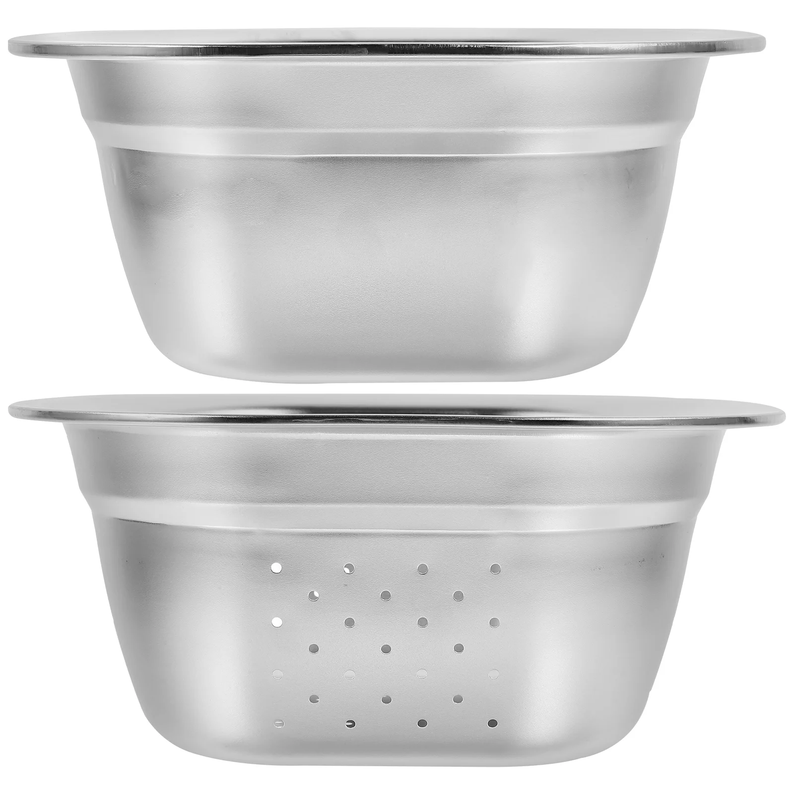 1 Set Stainless Steel Colander and Basin Set Kitchen Colander Strainer Basket Mesh Strainer 22cm