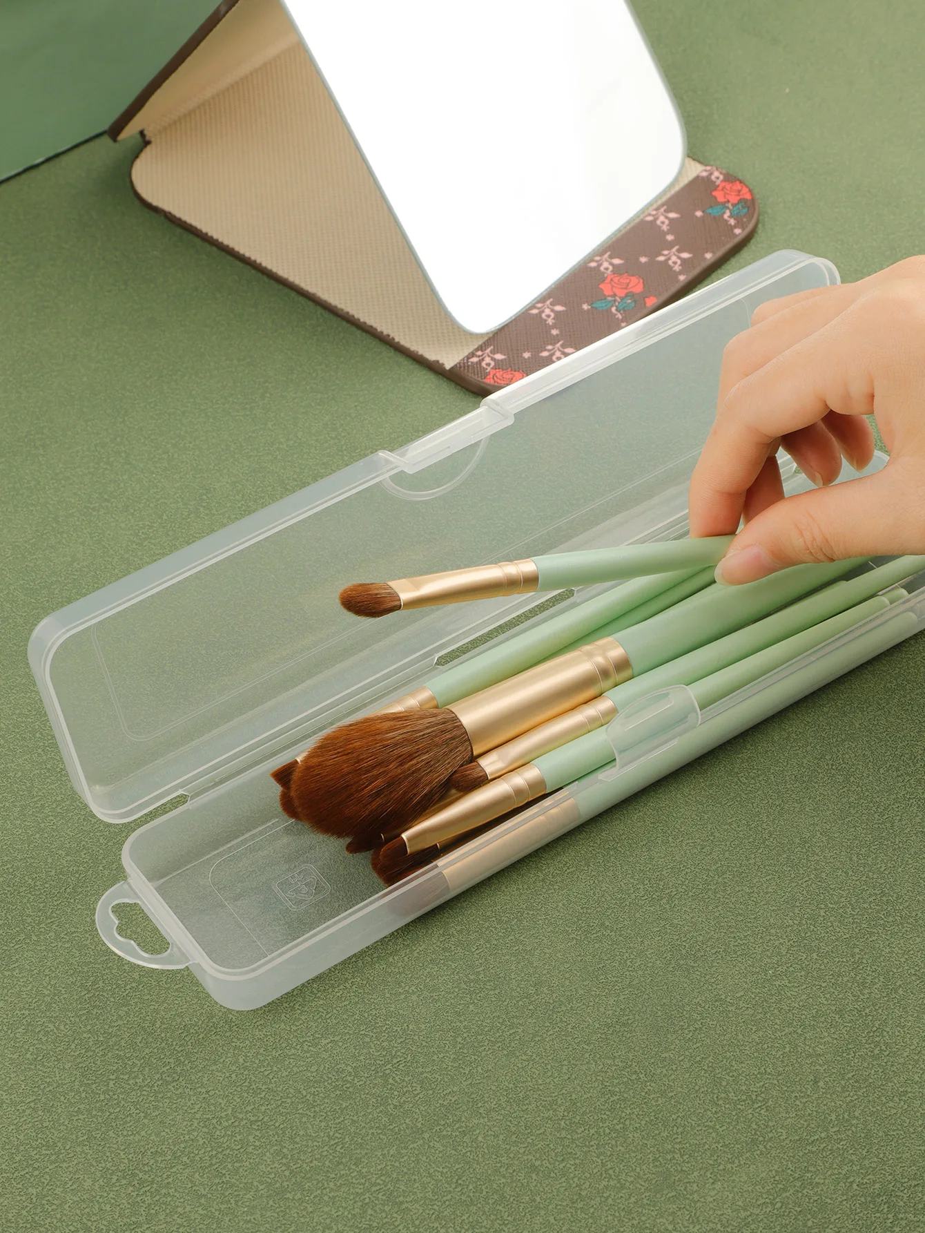 메이크업 브러쉬 주최자 뚜껑이있는 휴대용 방진 연필 케이스 아이 섀도우 브러쉬 눈썹 연필 주최자 여행 칫솔 케이스