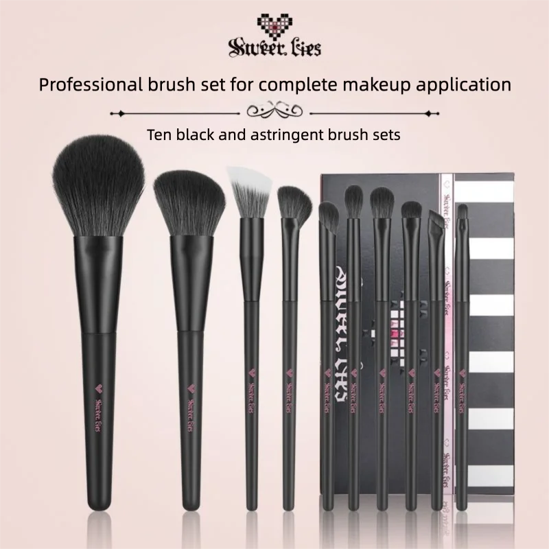 Sweet Lie 10-piece Set, Cangzhou Soft Bristle Eyeshadow, Makeup Blending, Under-eye Highlight, Eyeliner, Blade-shaped Eye Brush