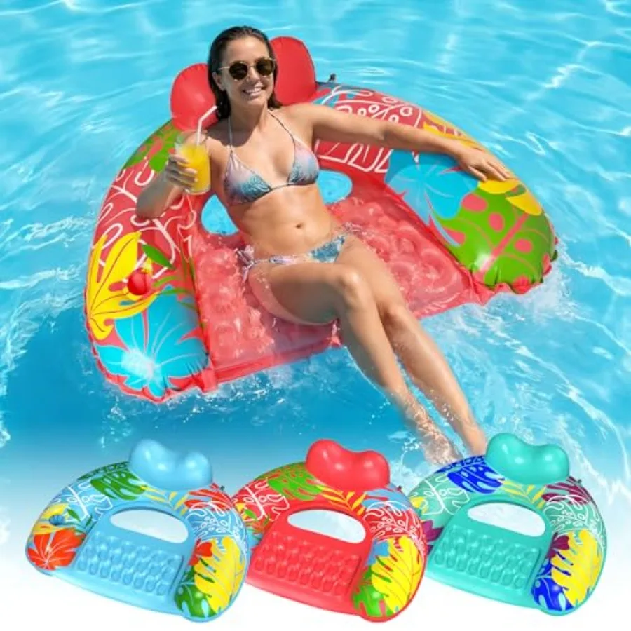 

Pool Floats Adult, Inflatable Pool Float Chairs with Cup Holder, Pool Floaties for Adults, Lake Floats Perfect for Pool Lake Ri