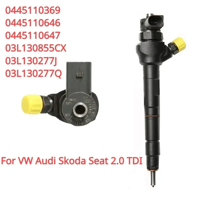 Loki J 0445110369 0445110646 03L130277J 03L130277Q New Diesel Fuel Injector for VW Amarok Passat TOURAN Audi A4 A6 Q5 Skoda Seat