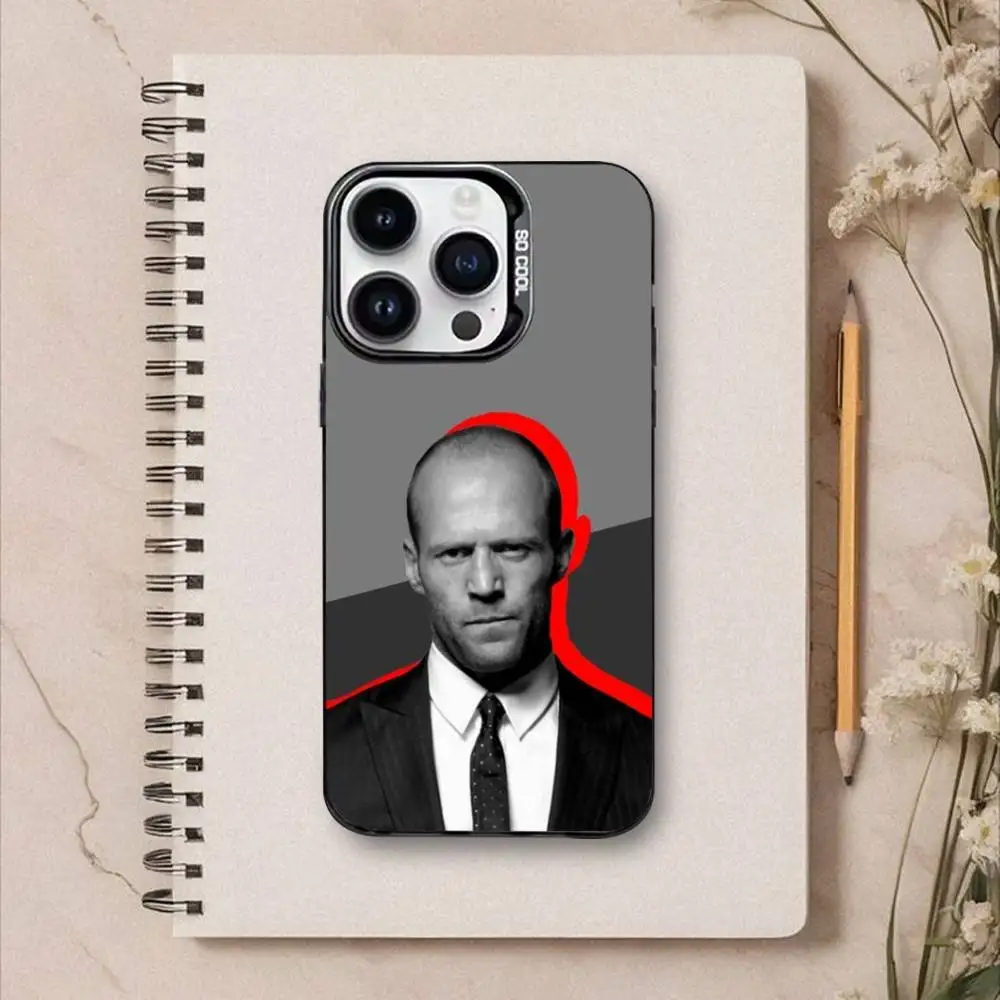 Jason Statham telefoonhoesje voor iPhone17,16,15,14,13,12,Pro Max zwart kleurrijk telefoonhoesje