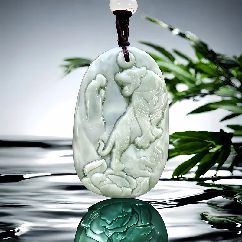 Green Real Natural Jade Tiger Pendant Necklace Gift Designer Gifts for Women Men Talismans Stone Amulet Carved Jewelry Charm