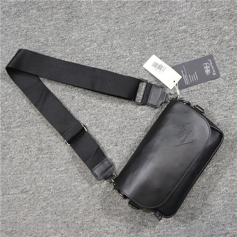 Nieuwe Merk Designer Koreaanse Stijl Heren Messenger Bags Casual Crossbody Kleine Lederen Zwarte Schouder Sling Dagelijkse Telefoon