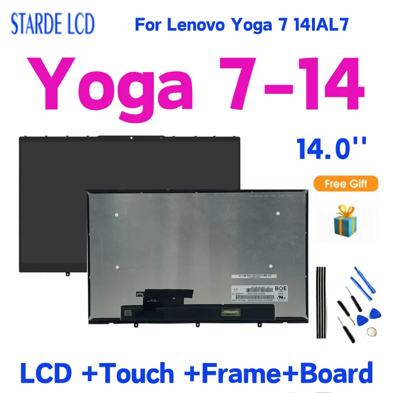 

14" For Lenovo Yoga 7 14IAL7 Yoga 7-14ARB7 Laptop LCD Display Touch Screen Assembly With Frame and Small Board Replacement