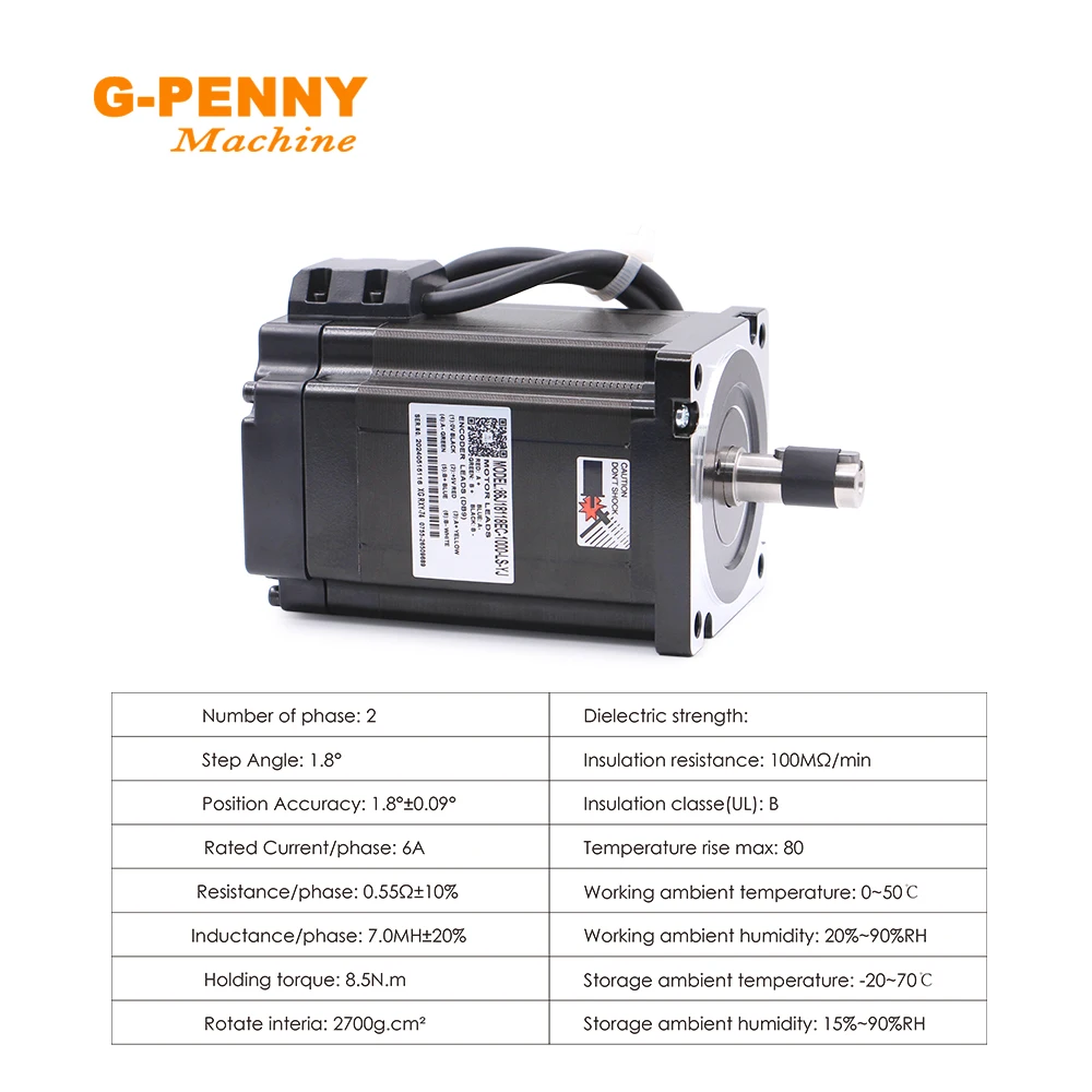 Imagem -02 - G-penny-motor Deslizante do Laço Fechado Servo Motor Híbrido Nema34 8.5n.m 1200oz-in C.c. ca 86j18156ec1000-ls Mais 2hss86h-a5