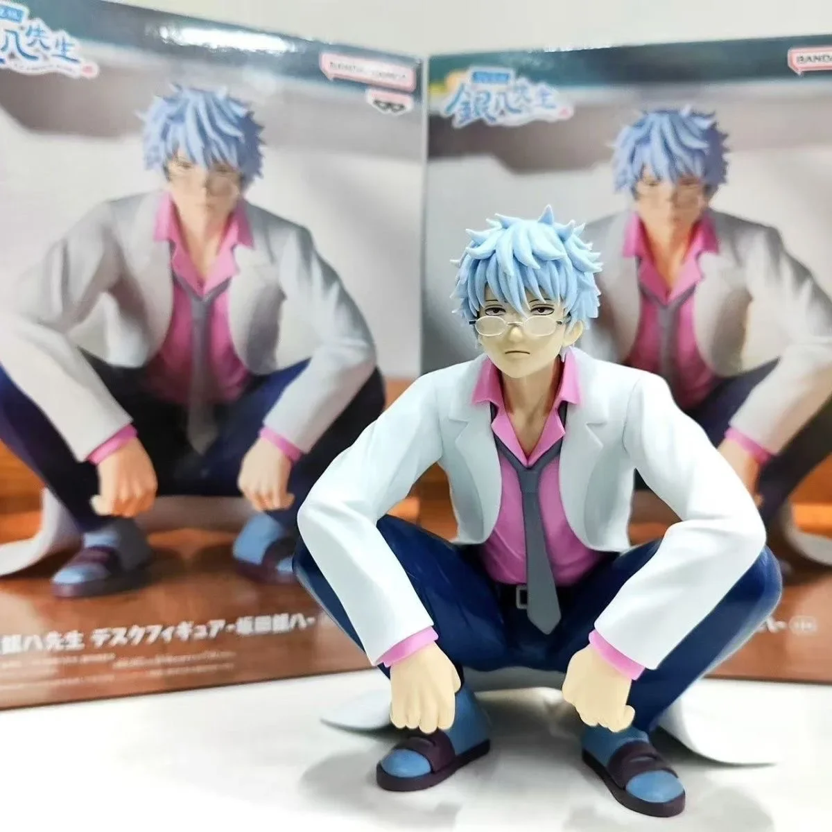 

Banpresto Gintama Sakata Ginpachi Lab Coat Silver Hair Desktop Anime Collectible Prize Figure