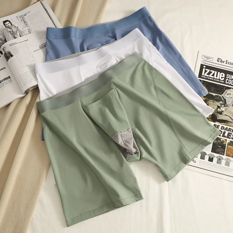 Boxers longs en coton modal pour hommes, caleçons à jambes longues, culottes taille haute, sous-vêtements respirants, doux et sexy, grande taille