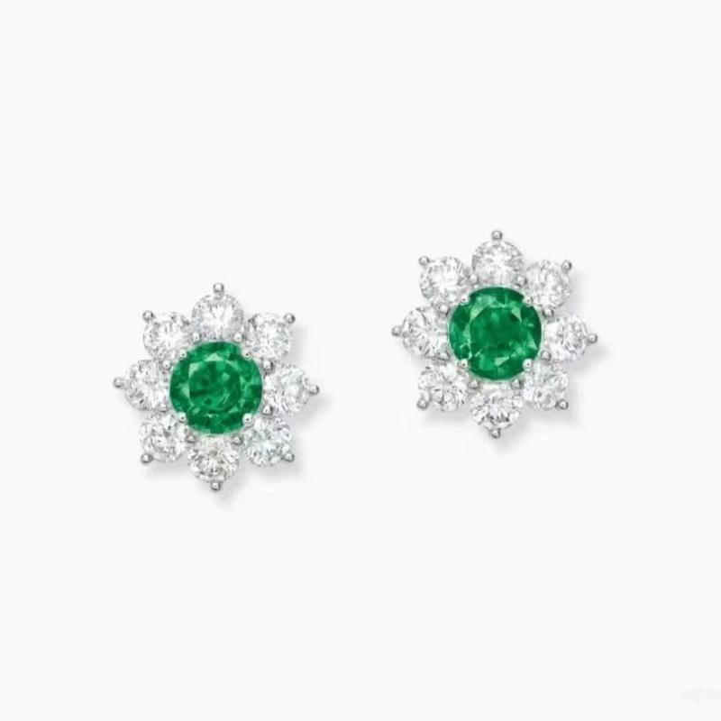 Floral Sunburst Stud Earrings, Copper Alloy Set with Round Pink Zircon and Surrounded Clear Zircon, Delicate Elegant Style Jewelry for Women, Ideal for Daily Wear, Dinner Party, Dating and Gifting