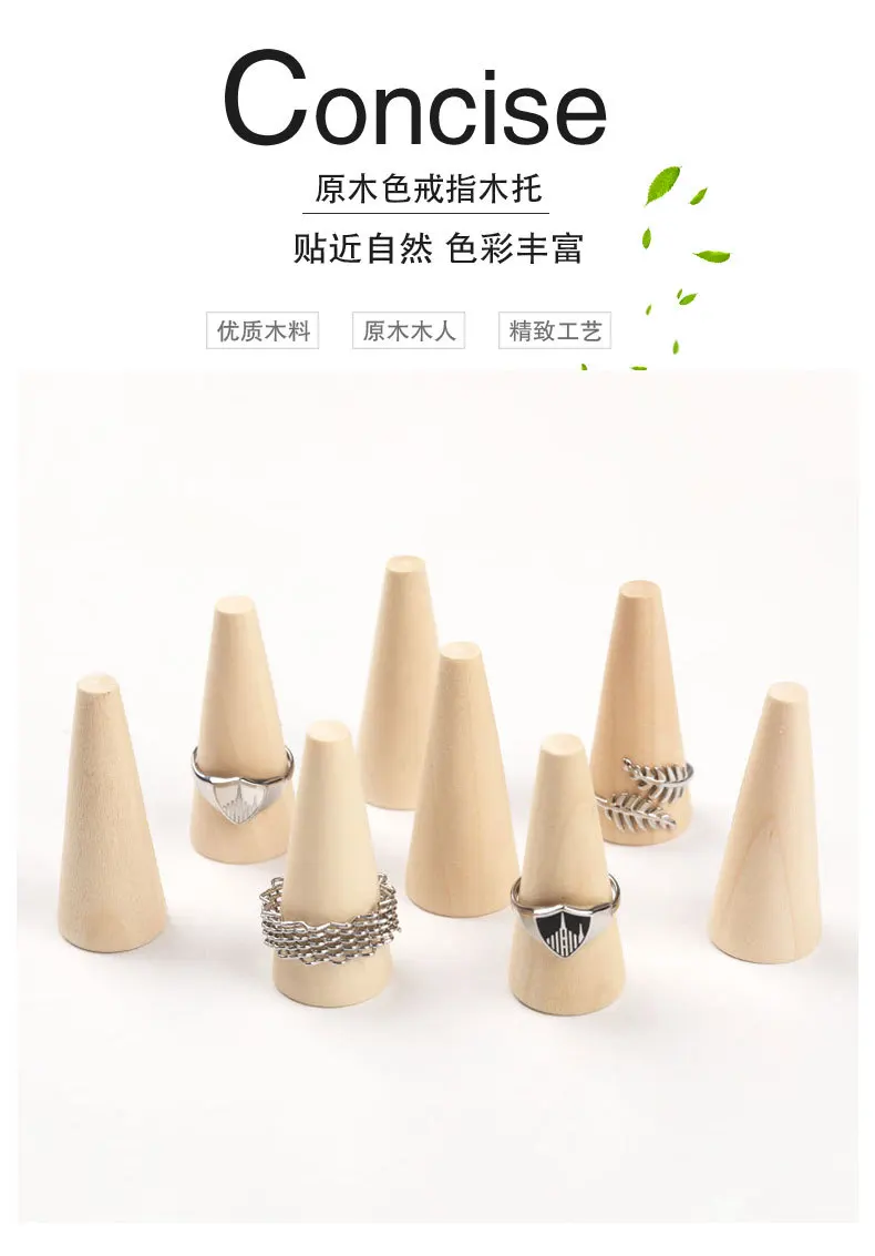 

20Pcs Wood Cone Natural Wooden Jewelry Display Stand Unfinished Rings Holder DIY Craft Organizer Home Decoration