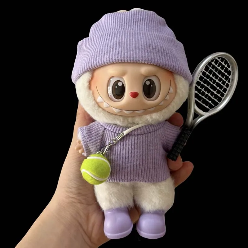Labubu Doll Clothes Outfit Accessories Tennis Racket for 15-17cm Labubu Idol Dolls Clothes Hat Set Clothing Labubu Accessories