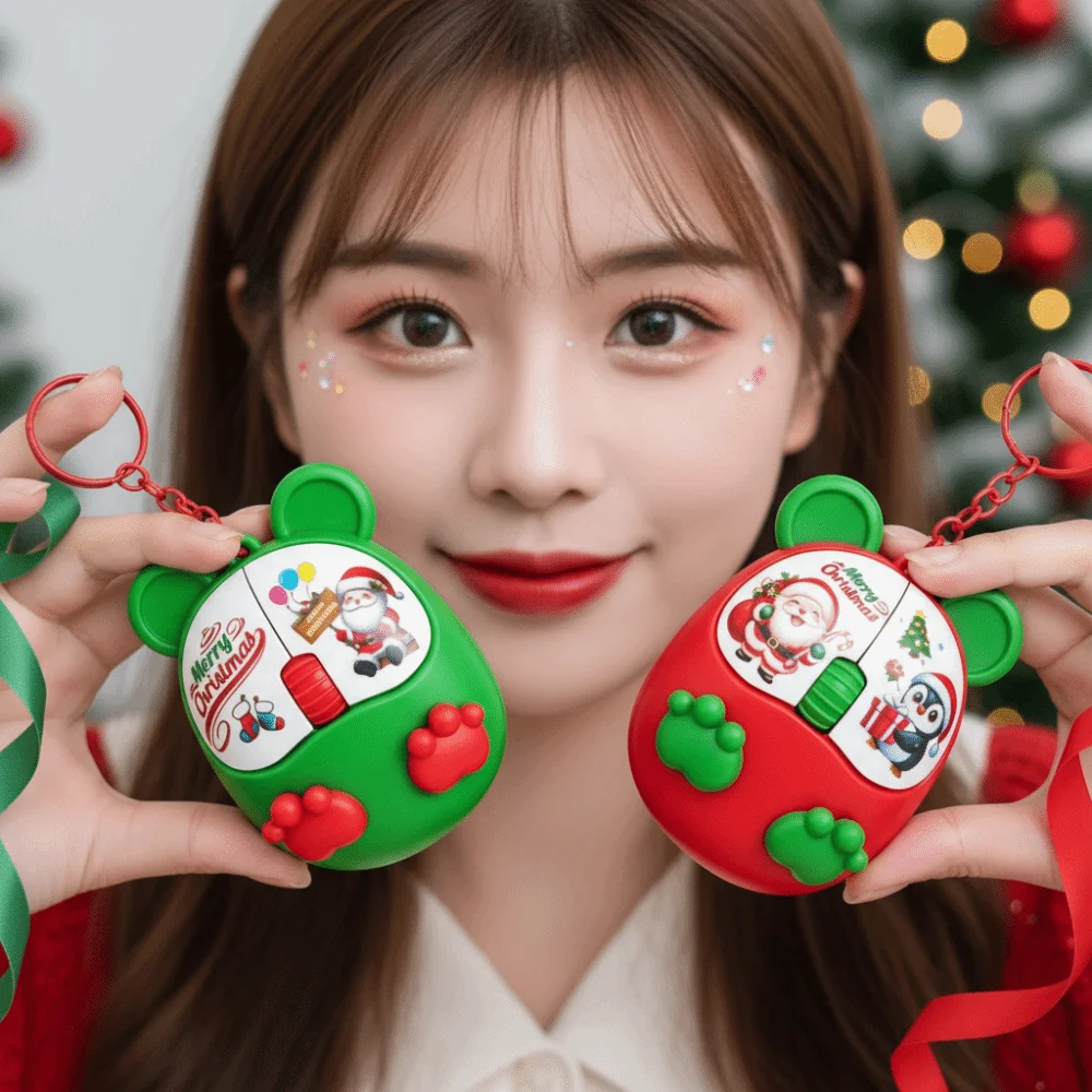 Light-emitting Glowing Christmas Key Chain Clickable Auditory-feedback LED Mouse Clicker Educational Entertaining