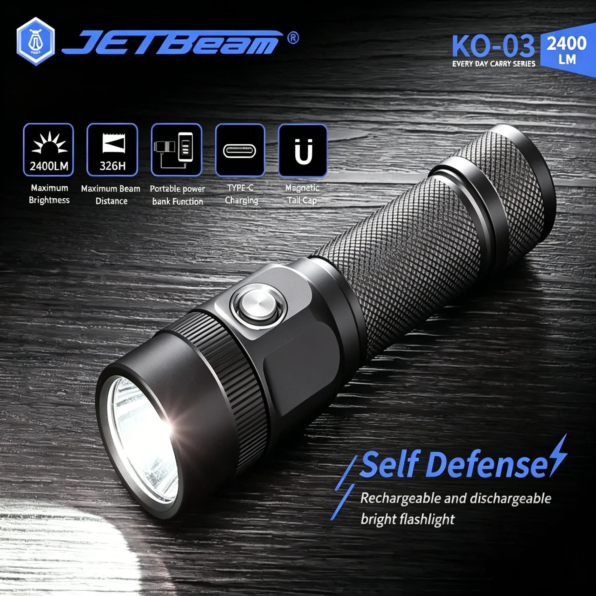 Lampe de poche Jetbeam KO-03 E - Edc Carry Flashlight avis et prix