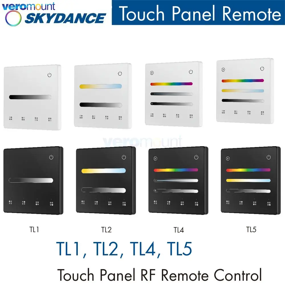 4Zone 4 Scene Wall Mounted Touch Panel Remote DIM/CCT/RGB/RGBW/RGB+CCT RF Remote Battery Powered for Skydance Controller Driver