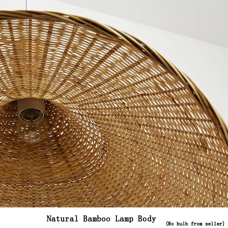 Mão moderna tecido bambu arte lustre sudeste asiático diâmetro 40cm rattan palha chapéu lustre quarto lâmpada da sala de jantar