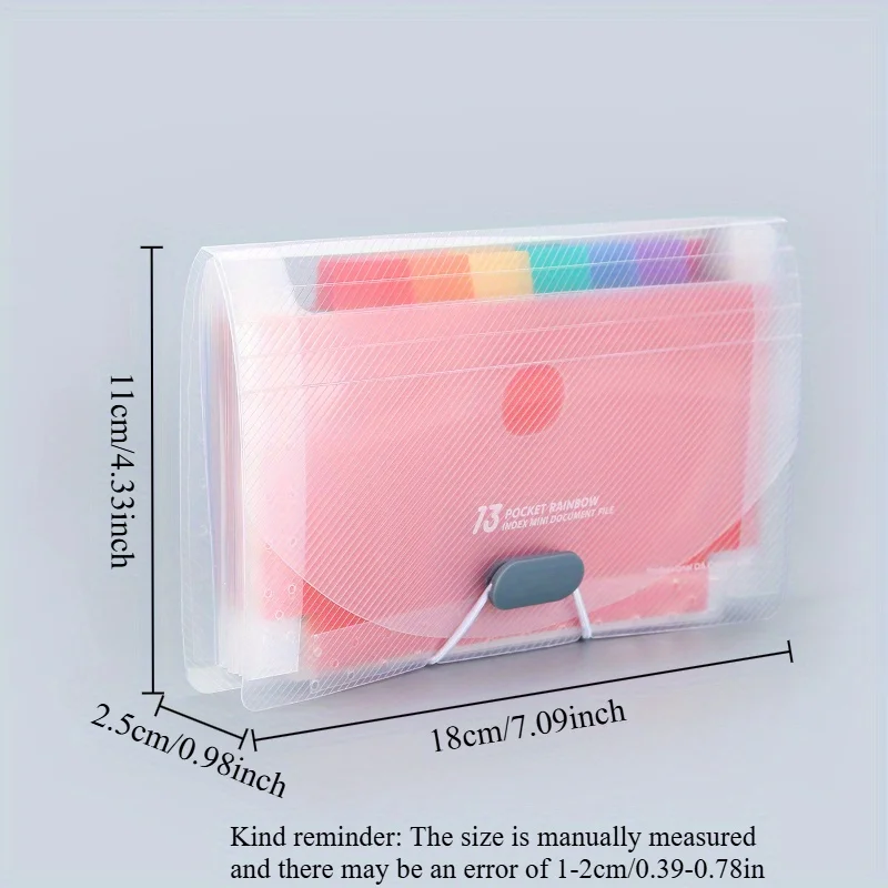 A613 Mini Accordion File Folder Compact Portable Receipt Organizer File Folder for Bills Coupons and Documents with 13 Pockets
