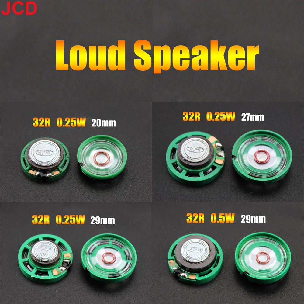 

JCD 1 Pcs 32Ohm 0.25W 0.5W Round Speaker 20mm 27mm 29mm Diameter Loudspeaker 32R The horn Small Doorbell Speaker