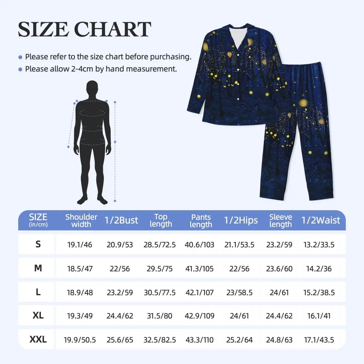 Pajamas Men Forest Print Room Nightwear Fireflies Two Piece Casual Pajama Sets Long Sleeve Romantic Oversized Home Suit