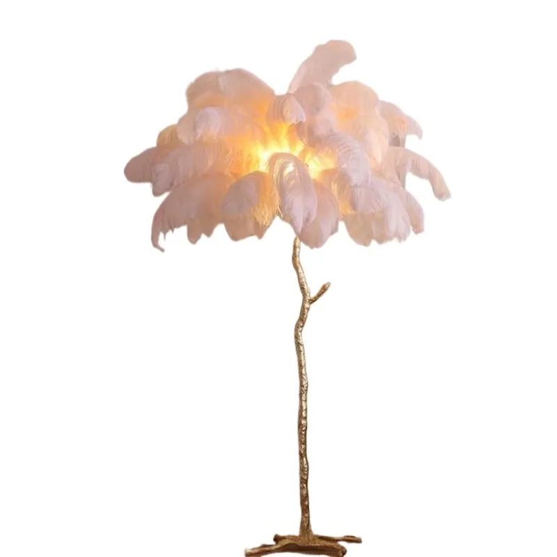 High-quality copper ostrich feather wall-mounted lamp for hotel corner decoration