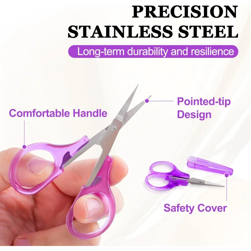 5/10 قطع مقص صغير متعدد الأغراض، مقص حرفي حاد من الفولاذ المقاوم للصدأ مع غطاء واقي، 3.5 بوصة #3