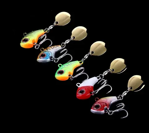 Fiskedrag Set 5st Wobble Roterande Metall VIB Vibrationsbete Spinnare Sked Jigg Havsbeten Konstgjorda Hårda Beten Paljetter Tackle 10 best sales metalljiggfiskebete - №8