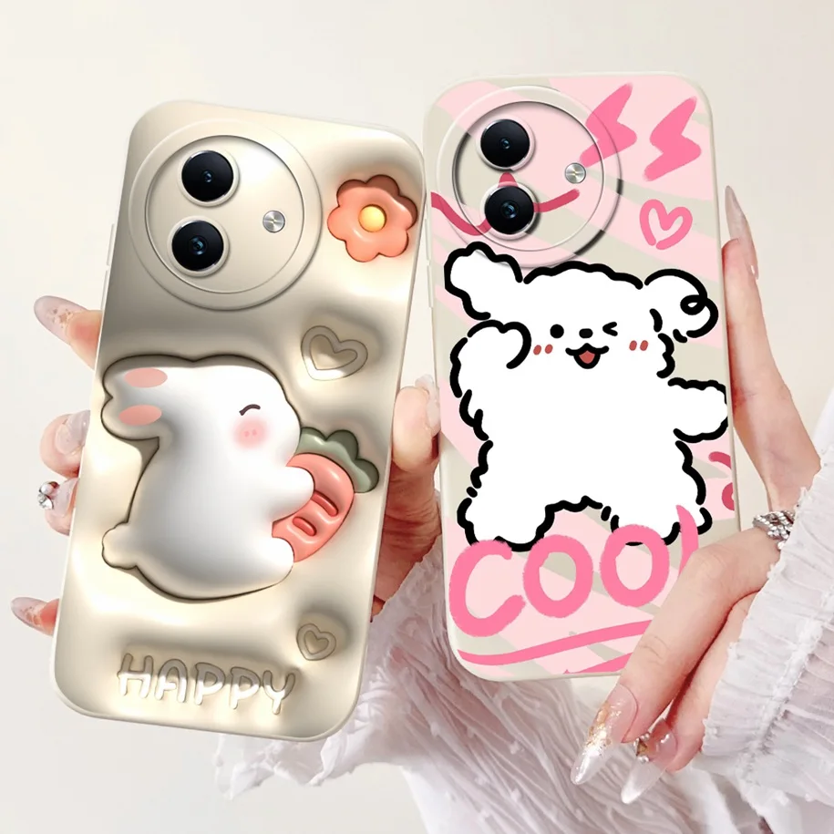 For Itel S24 Case S667LN Shockproof Cover Cute Rabbit Cartoon Soft Liquid Silicone Matte Phone Cases For ItelS24 2024 S 24 Funda