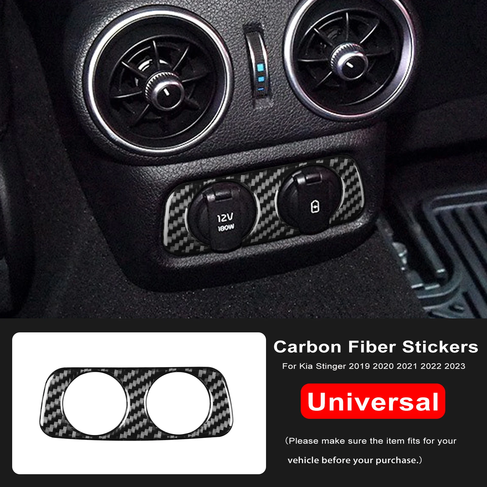 Real Soft Carbon Fiber Sticker For Kia Stinger 2019 2020 2021 2022 2023 LHD RHD Car Rear Charging Port USB Hole Frame Trim