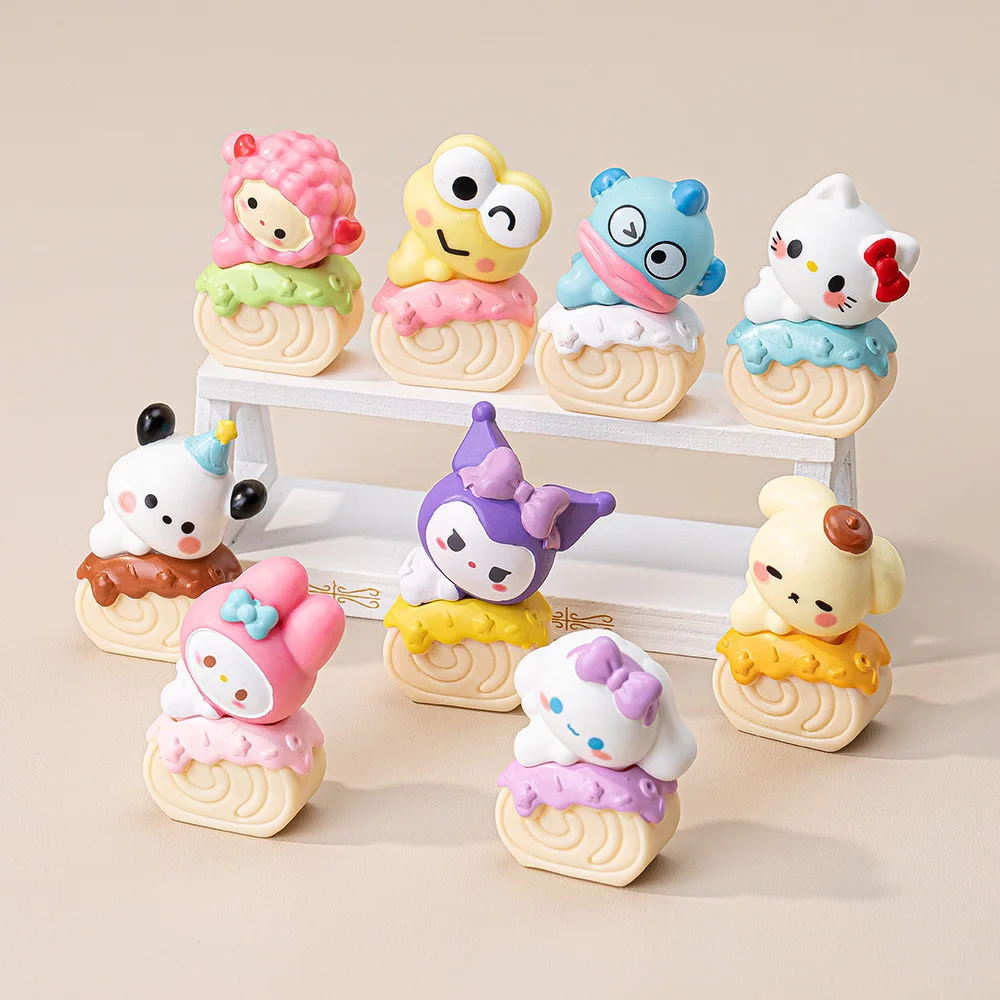 

9/18PCS Sanlio cake rolls, food toys, DIY accessories, resin car ornaments, handmade keychains, small pendants