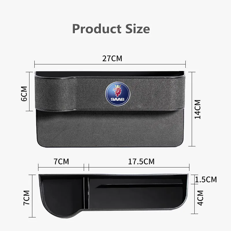 Car Seat Gap Leather Multifunctional Storag Box Auto Seat Side Crevice Storage Box For Saab 93 95 Saab 9-3 9-5 900 9000