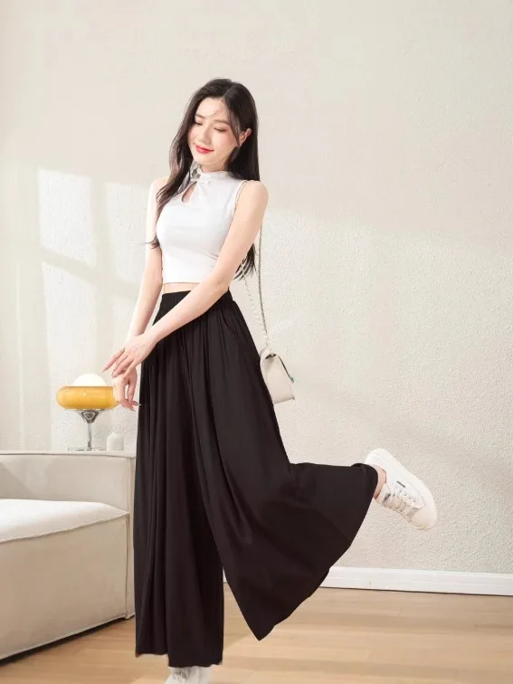 بنطال ذو قصة أرجل واسعة طويل للمرأة الربيع المضادة للتجاعيد الدوبامين العسكرية تقسم مستقيم صالح أنماط Techwear ركوب مرونة الخصر