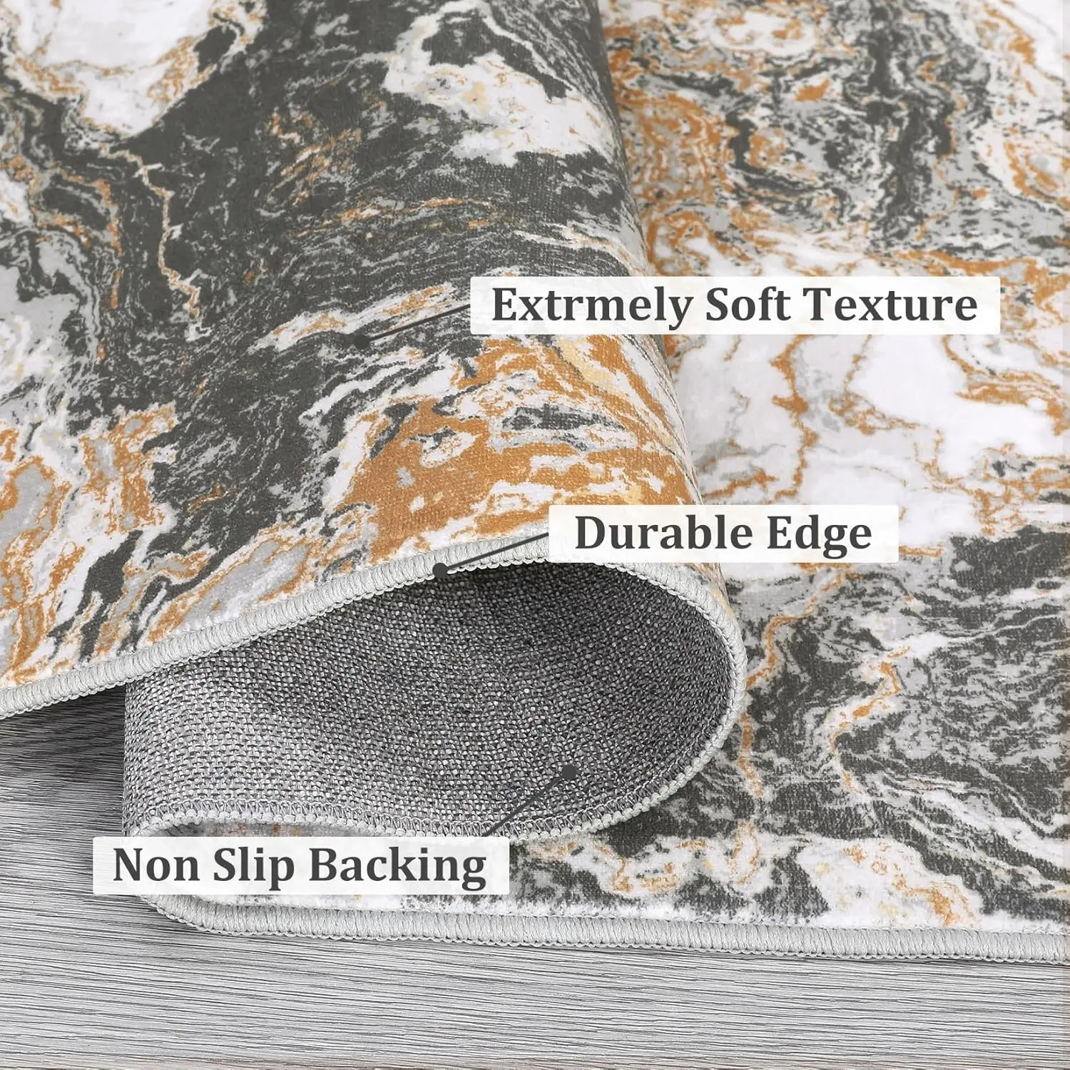 سجادة منطقة قابلة للغسل لغرفة المعيشة، 160 × 230 سم، سجادة منخفضة غير قابلة للانزلاق، سجادة حديثة ناعمة قابلة للطي مع حواف معززة لغرفة النوم