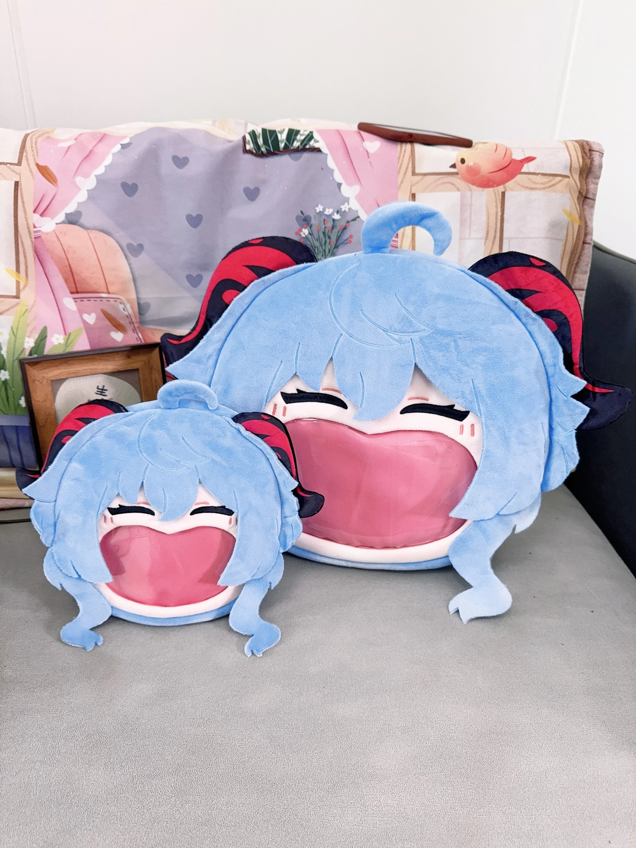 Genshin Impact Ganyu Cartoon Big Mouth Plushie Plush Doll Backpack Purse Crossbody Bags Handbags Itabag Anime Figure Toy Kids Gi