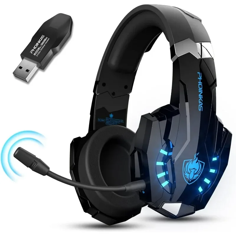 PHOINIKAS Wireless Gaming Headset with 7.1 Stereo Sound, G9000Max Wireless Gaming Headphones with 40H Playtime, Noise Cancelling