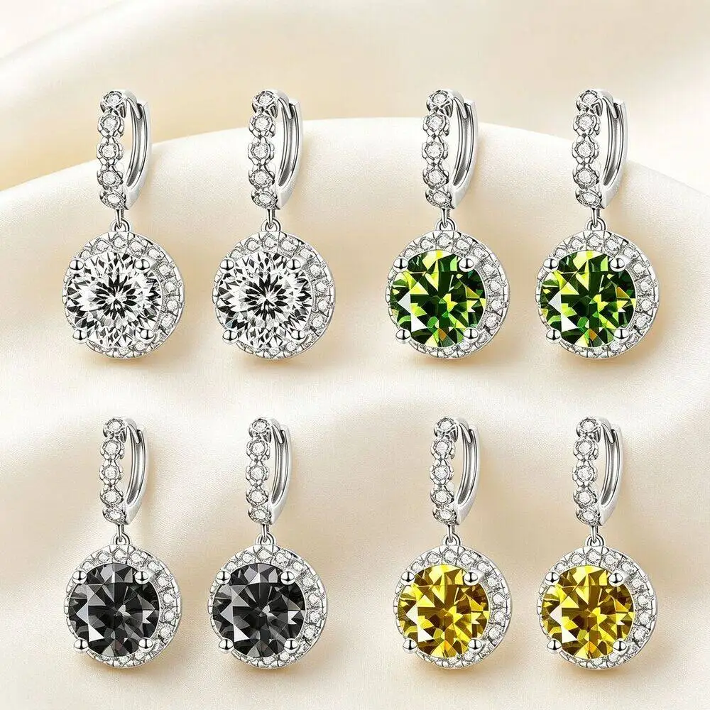 JoiasHome Super Sparkling Muiltcolor Moissanite Drop Hoop Earrings S925 Silver Earring For Women Fine Jewelry Dating Party Gift