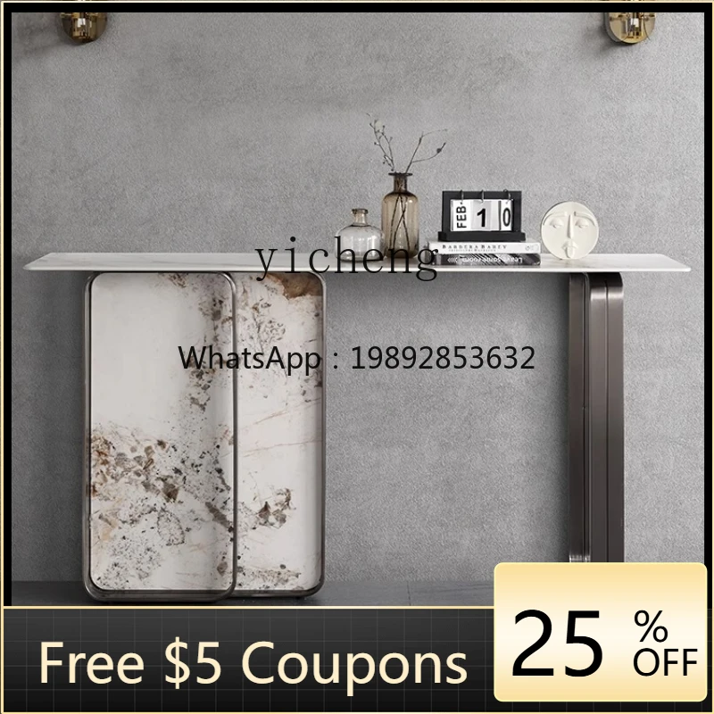 R1  light luxury entrance table enters the house against the wall, simple modern  rock slab ultra-narrow entrance table