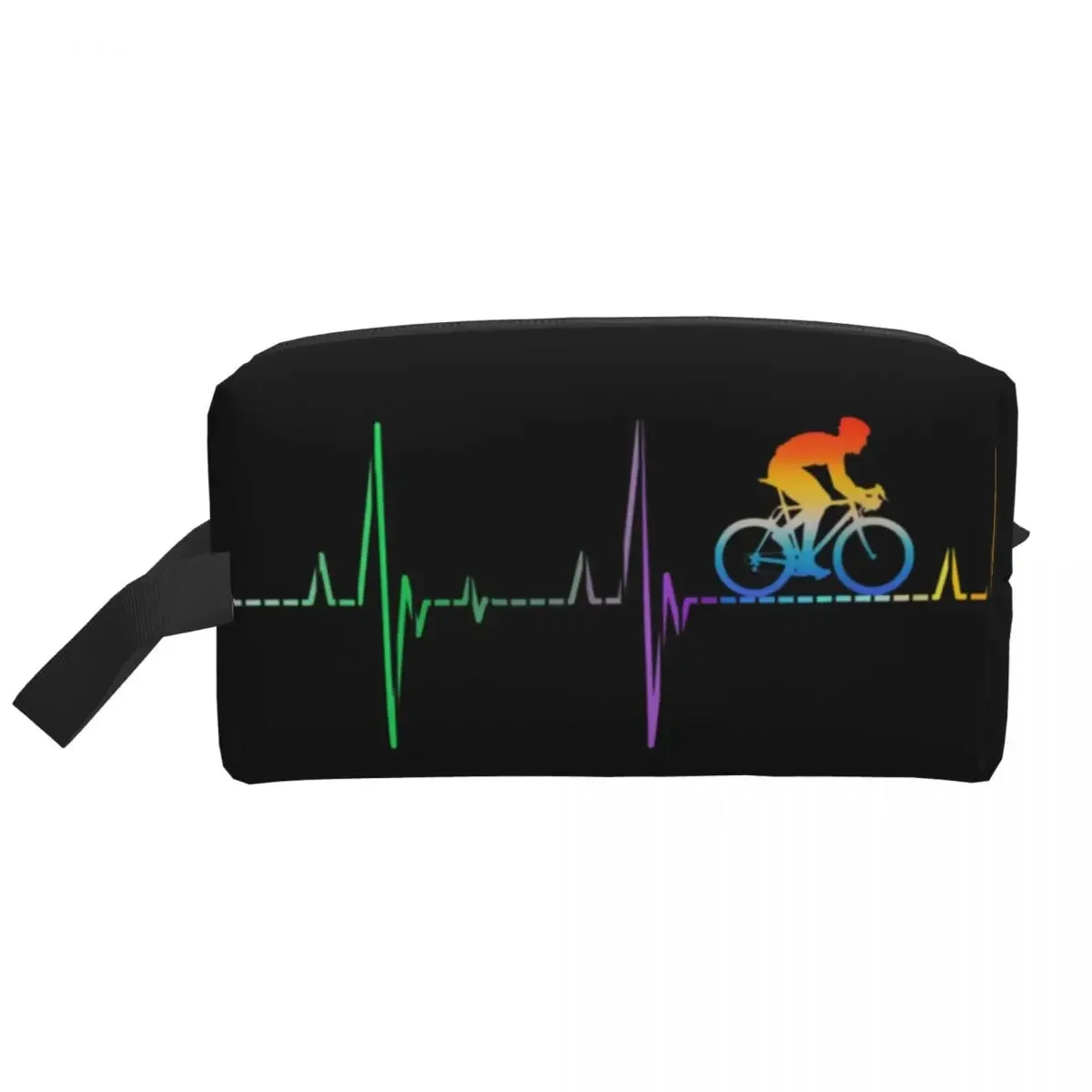 Heartbeat Cycling Bicycle Toiletry Bag Women Vintage Retro Cyclist Bike Riding Makeup Cosmetic Organizer Storage Dopp Kit Box