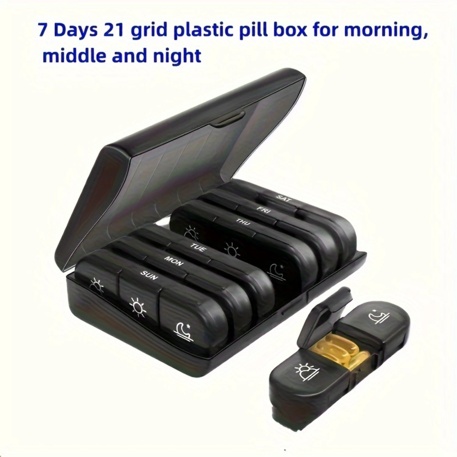 1pc 21 Grids Medicine  Box, 7 Days A Week Medicine Box, Plastic Portable Pill Box, Multi-functional Medicine  Organizer