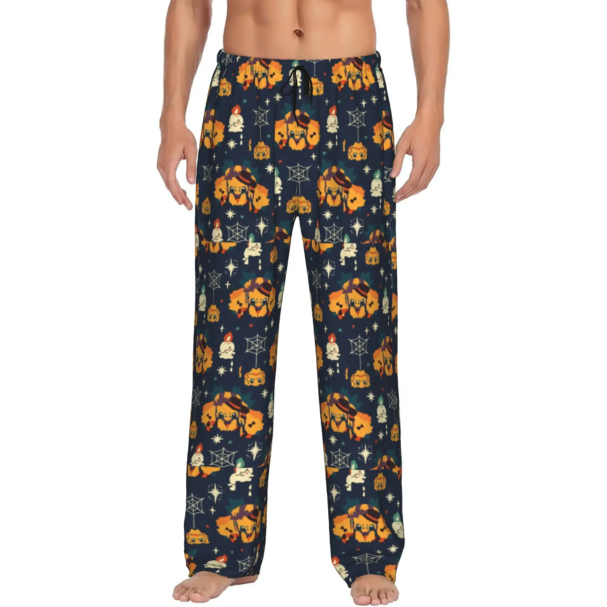 Custom Men Halloween Cute Ghost Pajama Pants Printed  Sleep Sleepwear Bottoms with Pockets