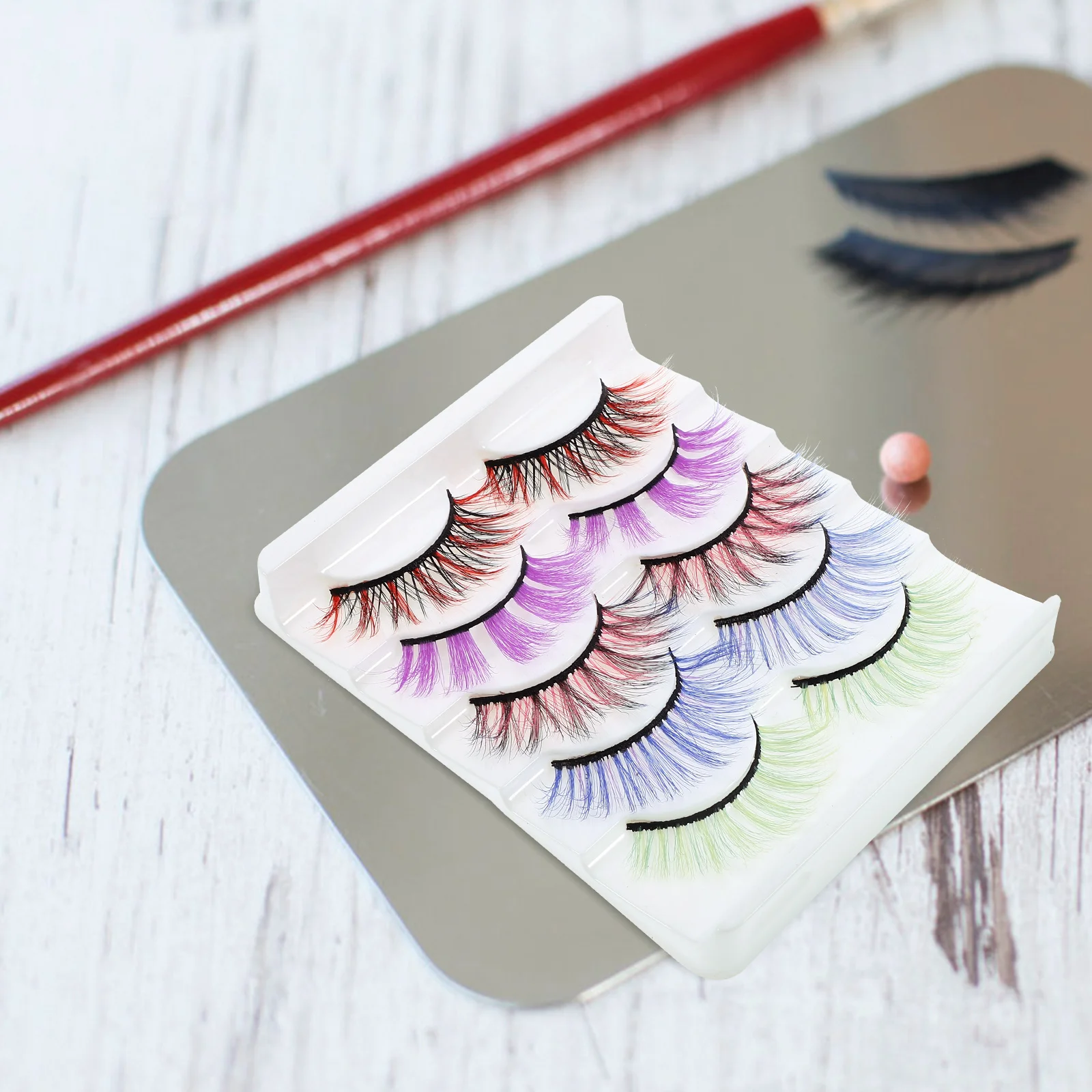 

5 Pairs Imitation Hair Eyelashes Fake Clusters Bunches False Individual Faux Buddy Colorful Female Tweezers Natural