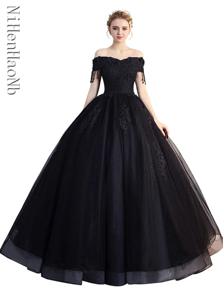 

Платья Quinceanera Элегантное платье с вырезом лодочкой и открытыми плечами, кружевное платье с бисером для выпускного вечера, роскошное платье Quinceanera