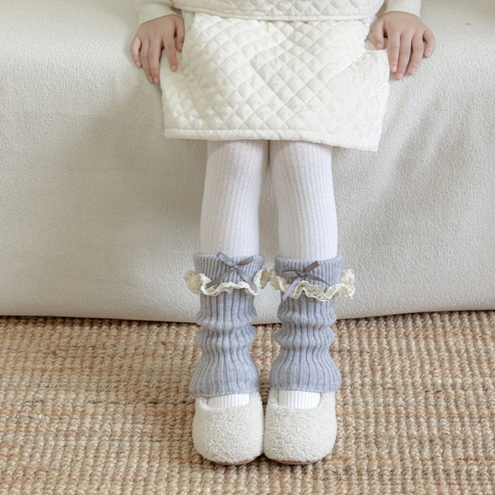 Polyester Girls Leg Warmers Thickened Fabric Stretchy Fit Calf Socks Lolita Knitted Texture Leg Gaiters Kids Outfit Match