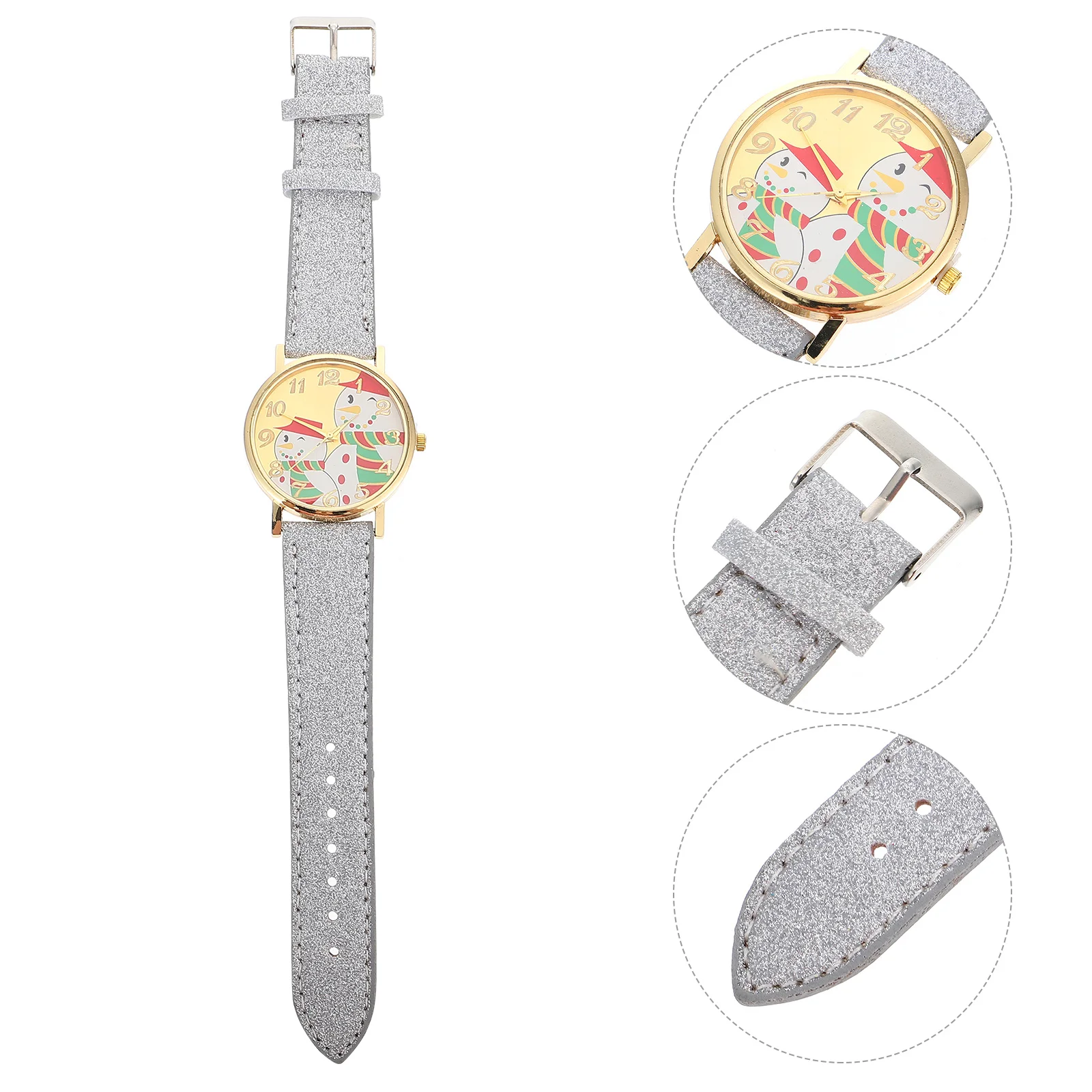 1개의 크리스마스 시계 눈사람 디자인 사랑스러운 손목시계 다채로운 조절 가능한 스트랩 선물