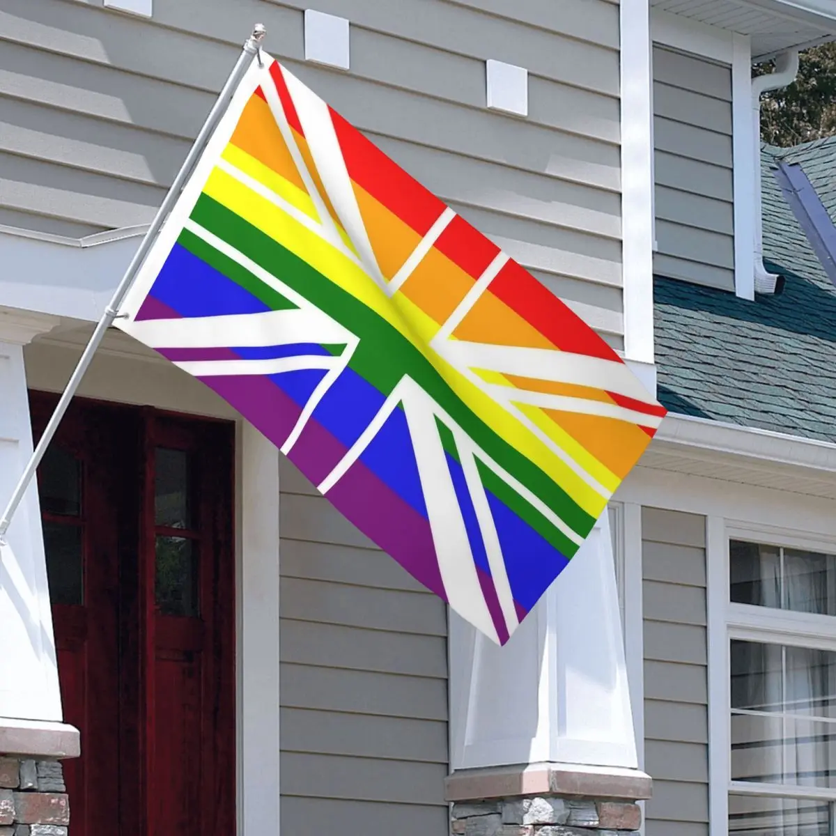 Rainbow Union Jack Flags Durable Indoor Outdoor Banner Lgbt Yaoi Boy Love 2 Grommets Hanging Decoration 3x5 FT