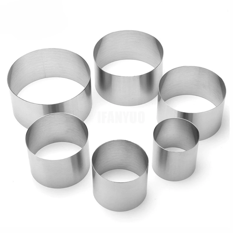 الفولاذ المقاوم للصدأ دائرة كعكة حلقة قالب للخبز 5-11 سنتيمتر موس كعكة مستديرة كوكي القواطع DIY بها بنفسك أدوات المطبخ الخبز الكعك #4