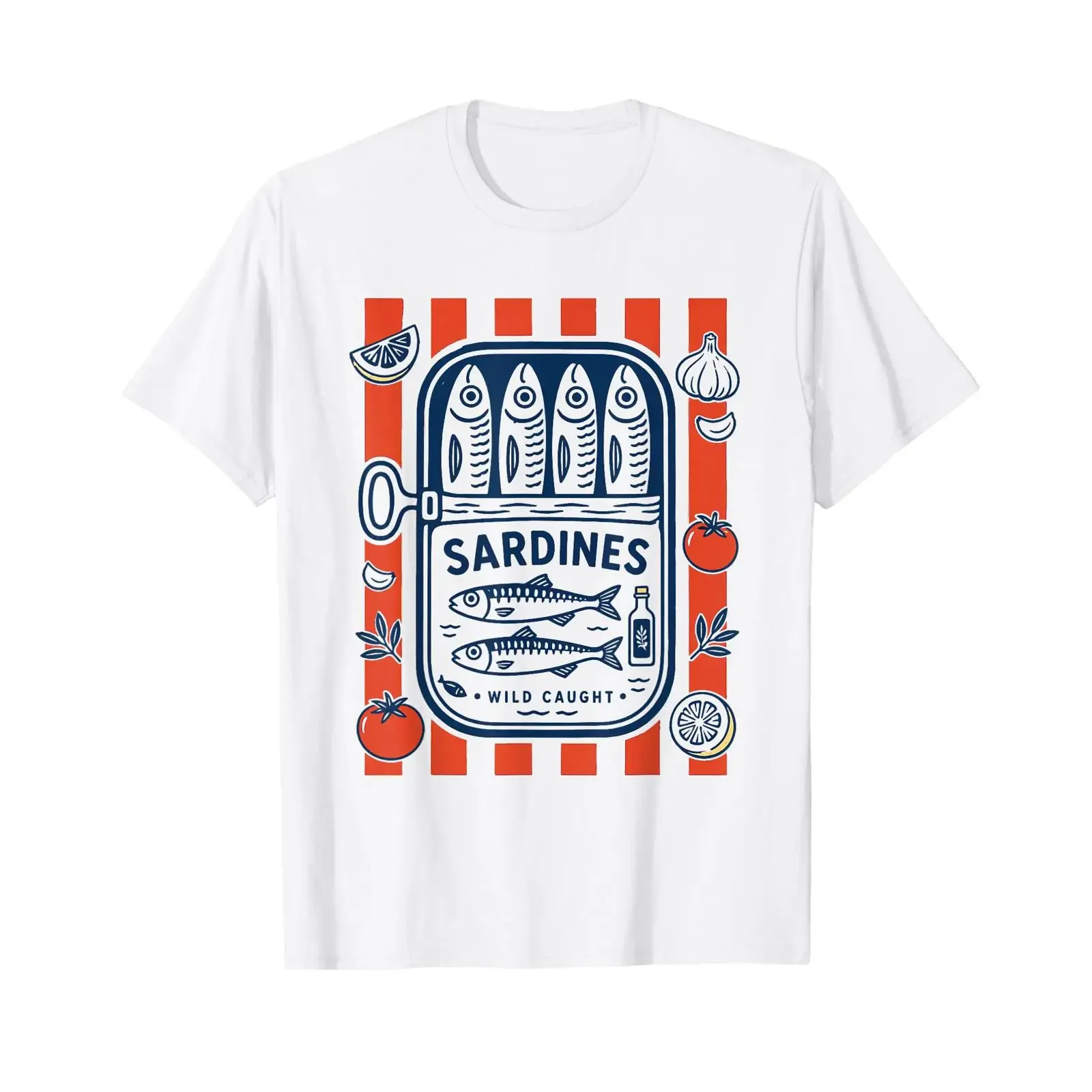 Vintage Sardine Tinned Fish Retro Coastal T Shirt vintage Washed Casual Stylish Soft Stretched Versatile Slightly Unisex homme