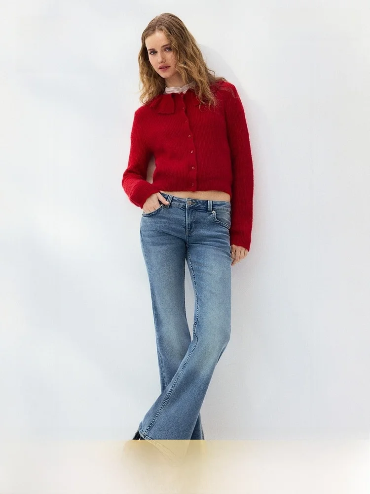 

Low Waist Bell Bottom Jeans Women's Summer New Style Casual Fit H&M 1307243 Cotton Polyester Spandex Blend Elastic Waist