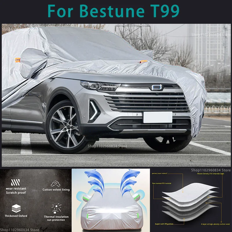 

For Bestune T99 210T Waterproof Full Car Covers Outdoor Sun uv protection Dust Rain Snow Protective Auto Protective cover