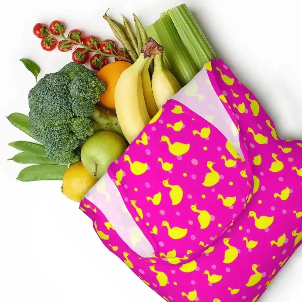 

Pink Canvas Shopping Bag Women Washable Large Capacity Grocery Shopper Tote Bags