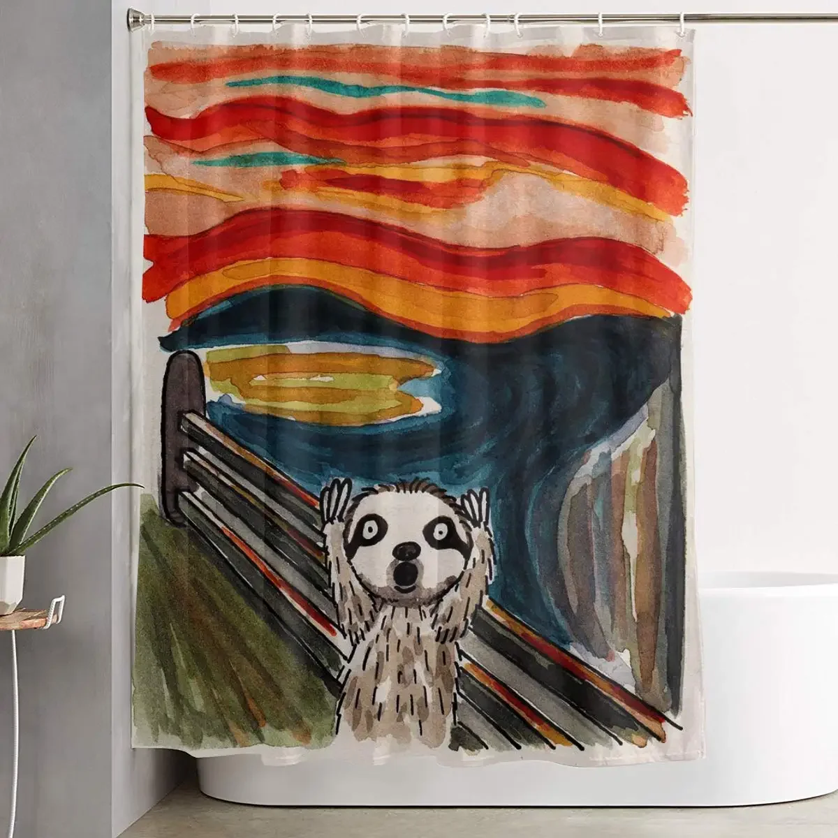 The Scream Sloth Bathroom Shower Curtains