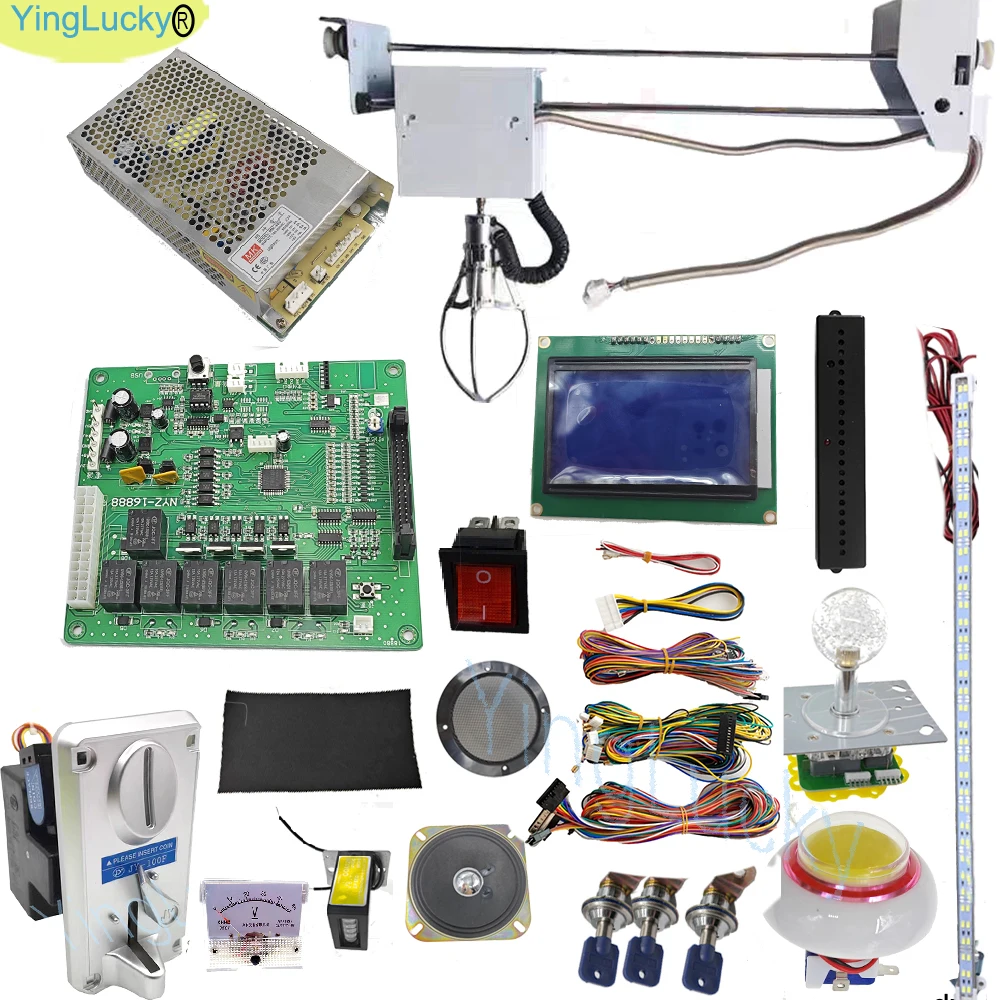 71cm Zestaw pazurów dźwigu Gantry Vending LCD PCB Crane Machine Pełny zestaw Doll Crane Game PCB Coin Acceptor Reward For Build Claw Machin